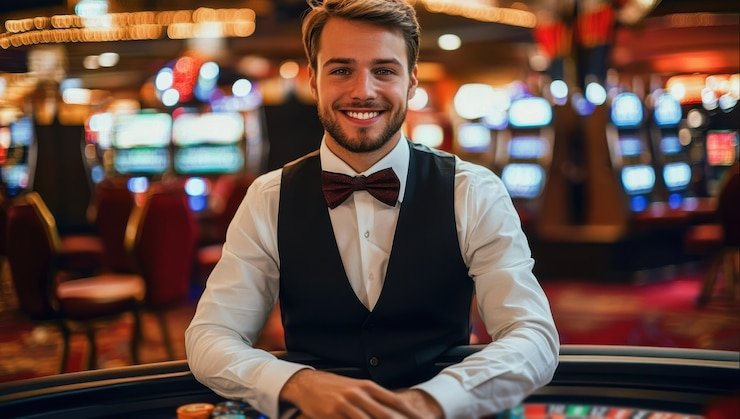 Antarmuka meja blackjack live protogel dengan pilihan kamera multiple-angle